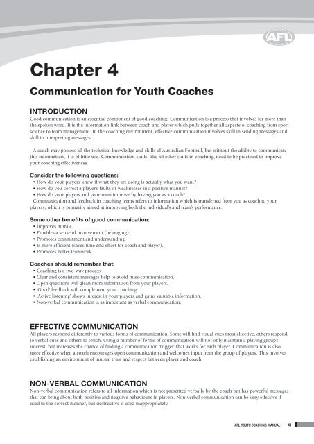 2012 Youth Coaching Manual - AFL Community