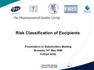 Risk Classification of Excipients - IPEC Europe