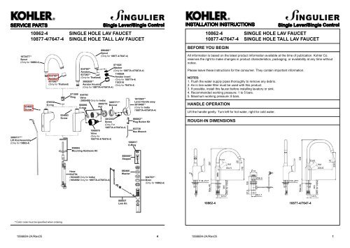 Installation Instructions Kohler