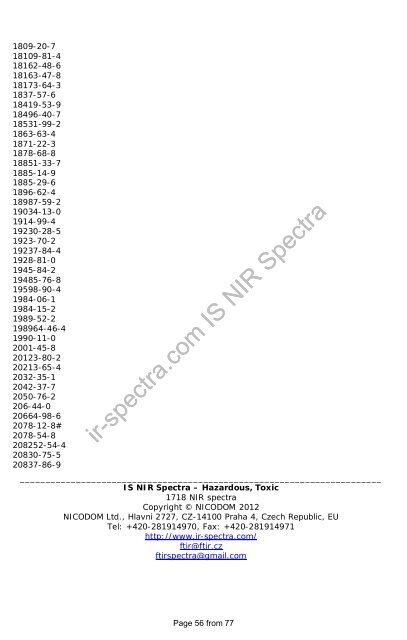 List of spectra - IR Spectra