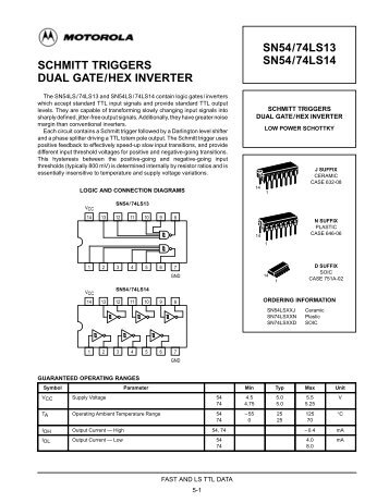 SCHMITT TRIGGERS DUAL GATE/HEX INVERTER SN54/74LS13 ...