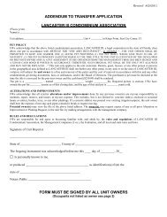 ADDENDUM TO TRANSFER APPLICATION - Kings Point