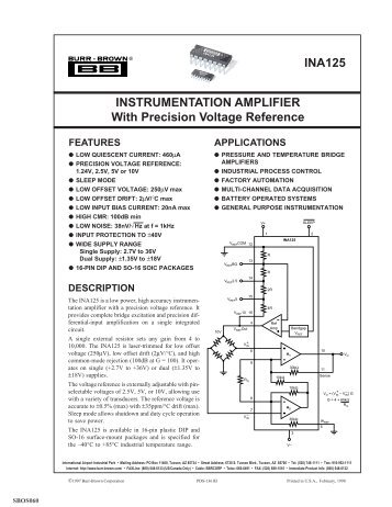 Burr-Brown INA125 Instrumentation Amplifier