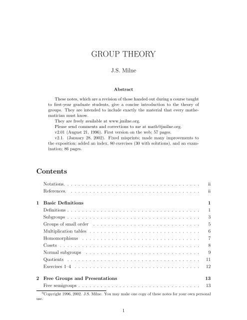 Milne - Group Theory.. - Free