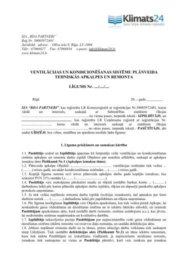 VENTILÄCIJAS UN KONDICIONÄÅ ANAS SISTÄMU ... - Klimats24.lv