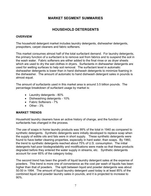 Surfactants Market Opportunity Study - January 2009 - Soy New Uses