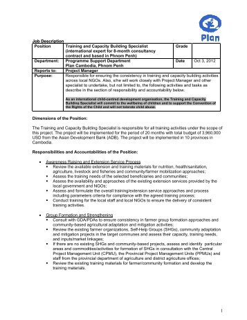 Job Description Position Training and Capacity ... - Plan Canada