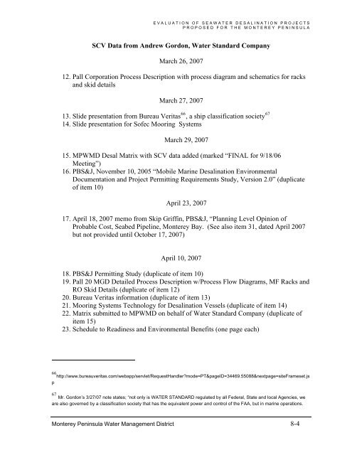 FINAL REPORT Evaluation of Seawater Desalination Projects ...