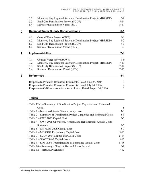 FINAL REPORT Evaluation of Seawater Desalination Projects ...