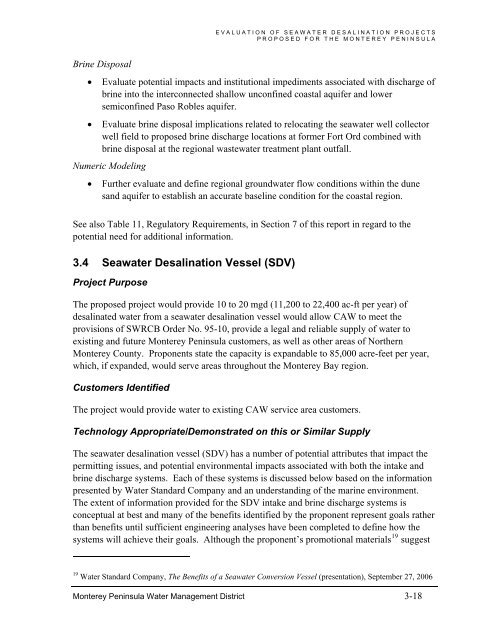 FINAL REPORT Evaluation of Seawater Desalination Projects ...