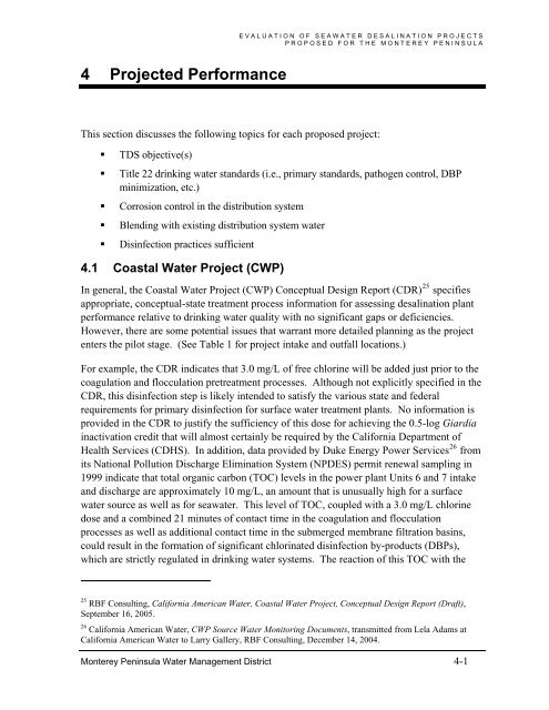 FINAL REPORT Evaluation of Seawater Desalination Projects ...