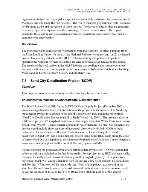 FINAL REPORT Evaluation of Seawater Desalination Projects ...