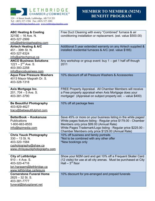 member to member (m2m) - Lethbridge Chamber of Commerce