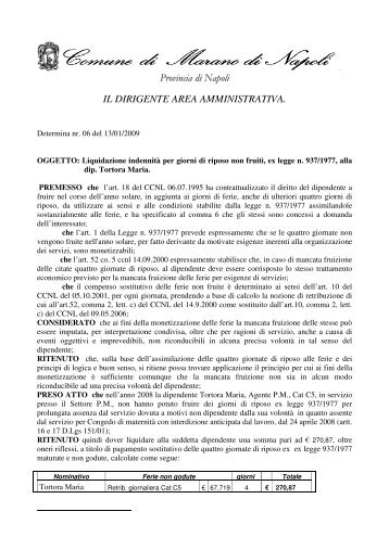 Determina Area Amministrativa n. 6/2009 - Comune di Marano di ...