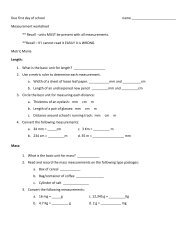 Metric Measurement Worksheet - Landmark Christian School