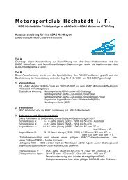 Kurzausschreibung für eine ADAC Nordbayern - MSC Höchstädt