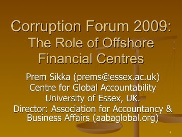 Corruption Forum 2009: The Role of Offshore Financial Centres