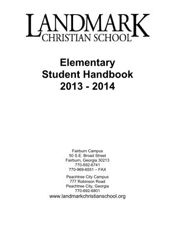 elementary handbook - Landmark Christian School