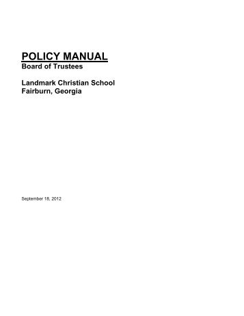 Board Policy Manual - Landmark Christian School