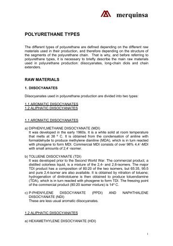 Polyurethane types - Merquinsa