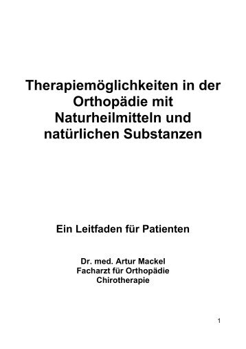 Therapiemöglichkeiten In Der Orthopädie Mit ... - Dr. Mackel