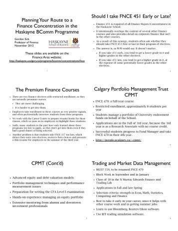 Planning Your Route to a Finance Concentration - Haskayne School ...
