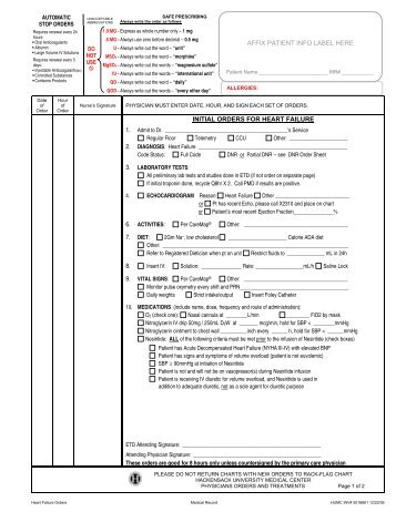 Heart Failure Order Set - HUMCMD.net