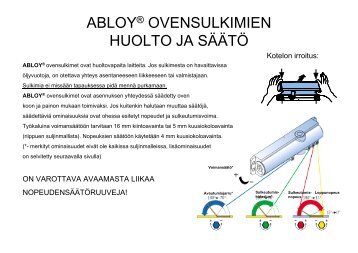 Ovensulkimien huolto-ohje - Abloy Oy