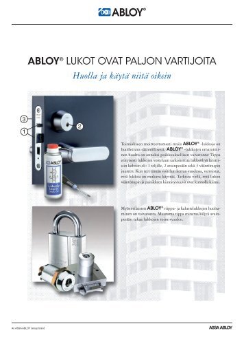 Lukon huolto-ohjeita - Abloy Oy