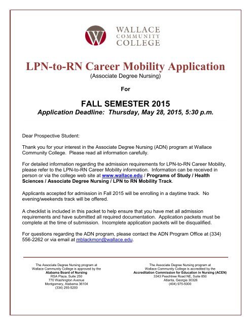 LPN-to-RN Career Mobility Application - Wallace Community College
