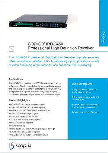 CODICO IRD-2450 Professional High Definition Receiver