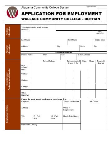 employment application - Wallace Community College