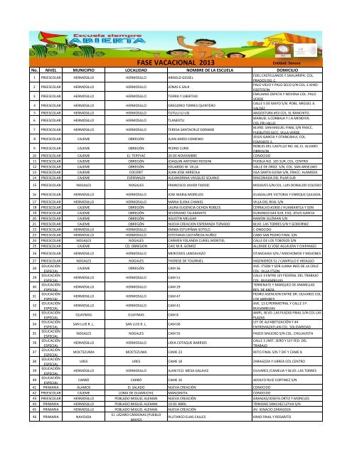 FASE VACACIONAL 2013