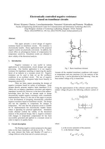 Electronically controlled negative resistance based on translinear ...