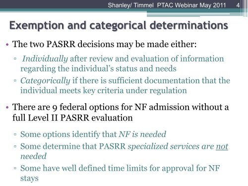 Understanding PASRR Categorical Decisions - pasrr.org