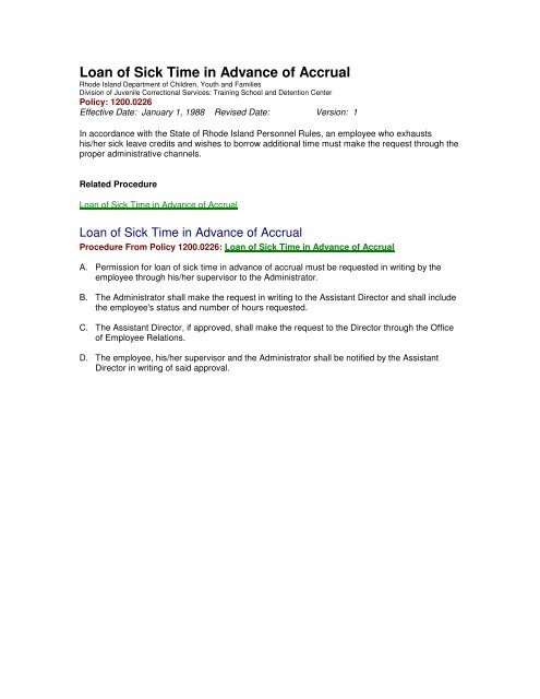 rhode island training school manual - RI Department of Children ...