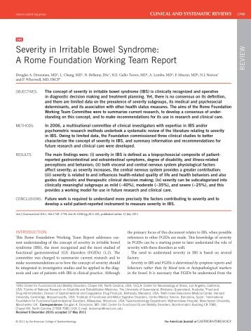 Severity in Irritable Bowel Syndrome - Drossman Gastroenterology