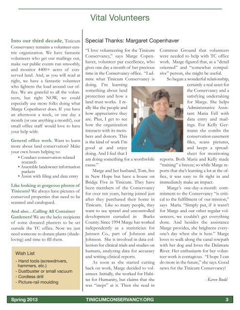 Common Ground Newsletter - Tinicum Conservancy