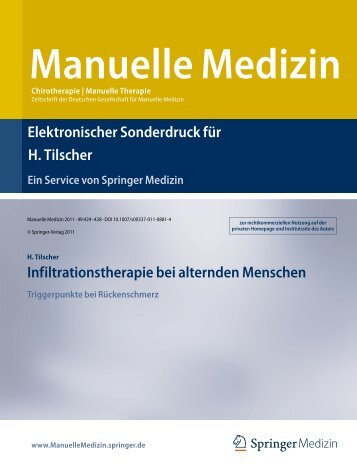 Infiltrationstherapie bei alternden Menschen - Prof. Dr. Tilscher