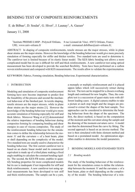 bending test of composite reinforcements - ResearchGate