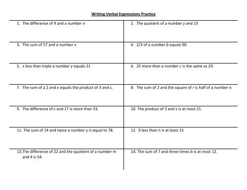 Translating Verbal to Algebraic.pdf - Duluth High School