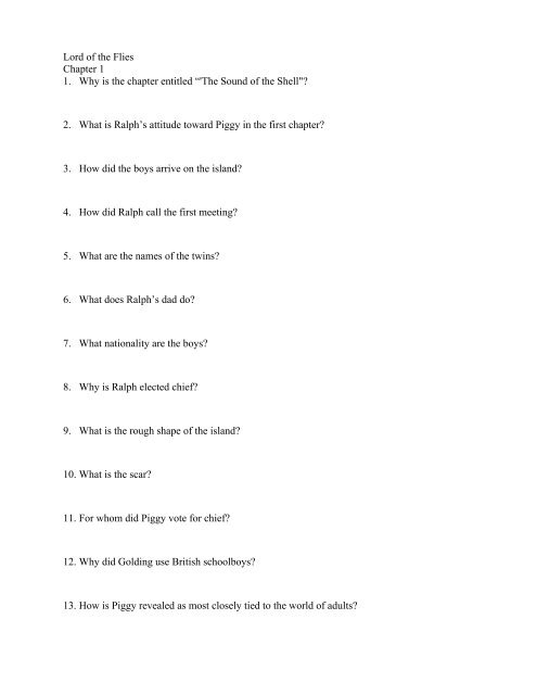 LotF Reading Questions