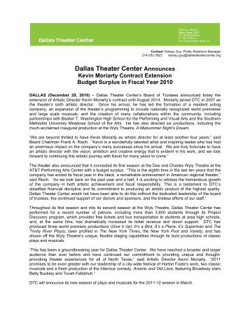 Press Release - Dallas Theater Center