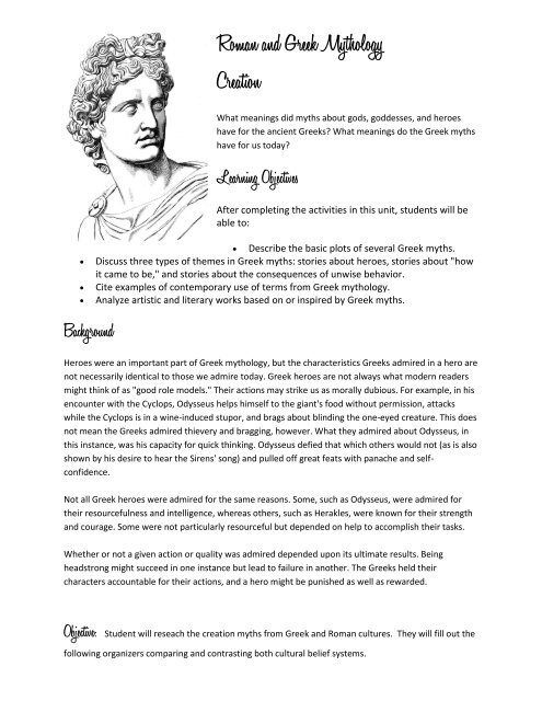 Roman And Greek Mythology Pdf Gdhs English Department