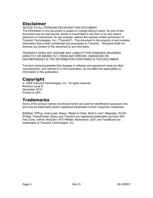 Ithaca 610 Programmer's Guide - TransAct