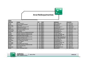 Arval Reifenpartnerliste