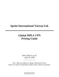 Sprint International Taiwan Ltd. Global MPLS VPN Pricing Guide