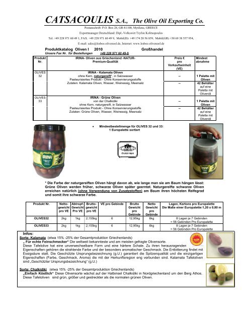 CATSACOULIS S.A., The Olive Oil Exporting Co.