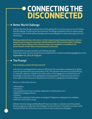 connecting the disconnected - A Better World by Design