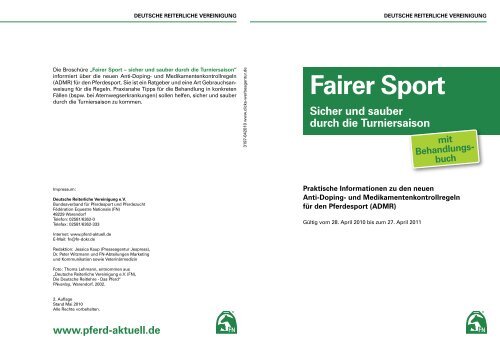 Fairer Sport Sicher und  sauber durch die ... - Pferdeklinik Barkhof